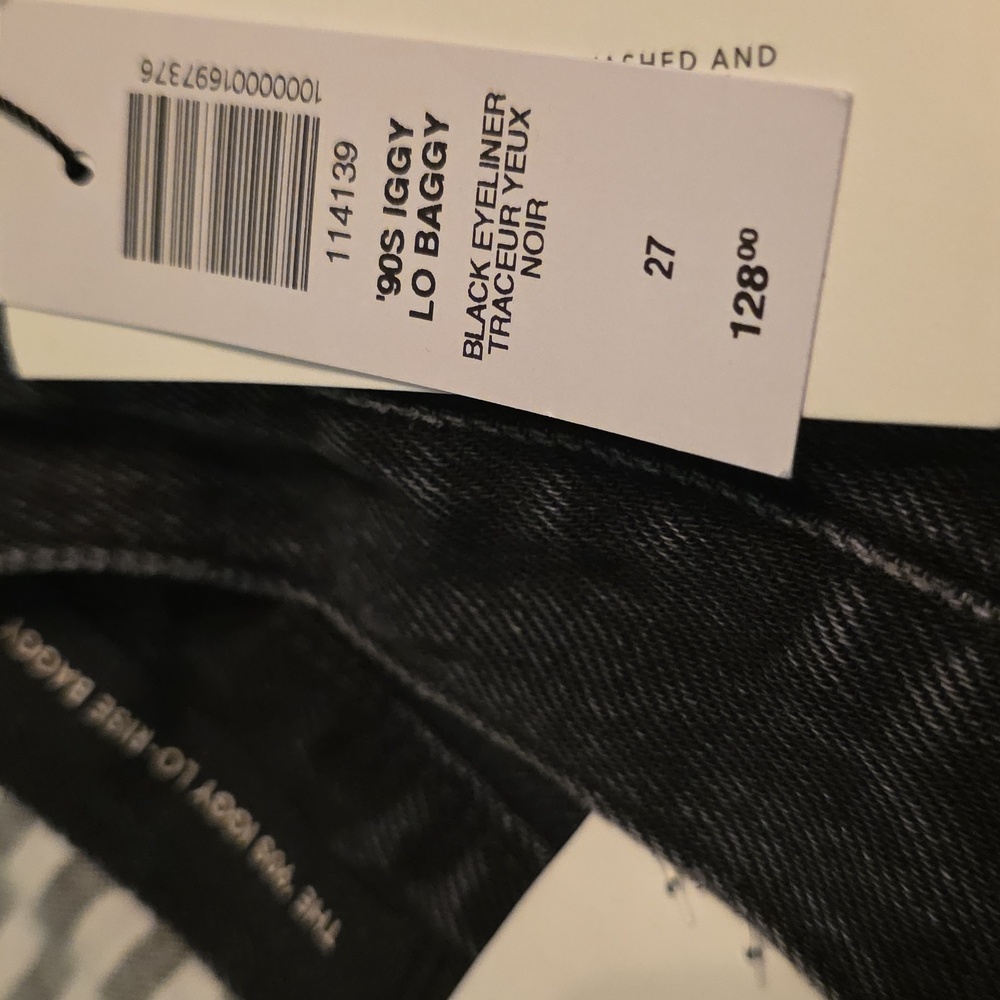 Denim Forum The '90s Iggy Lo-Rise Baggy Jean Size 27 NWT $128 "Black Eyeliner" - Picture 14 of 16